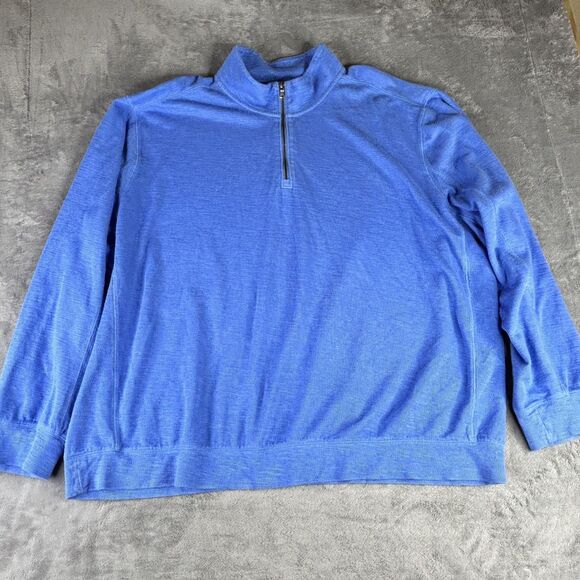 Lands End Pullover Mens 4XL Blue Quarter Zip Sweater Knit Long Sleeve Big Tall - Picture 3 of 12
